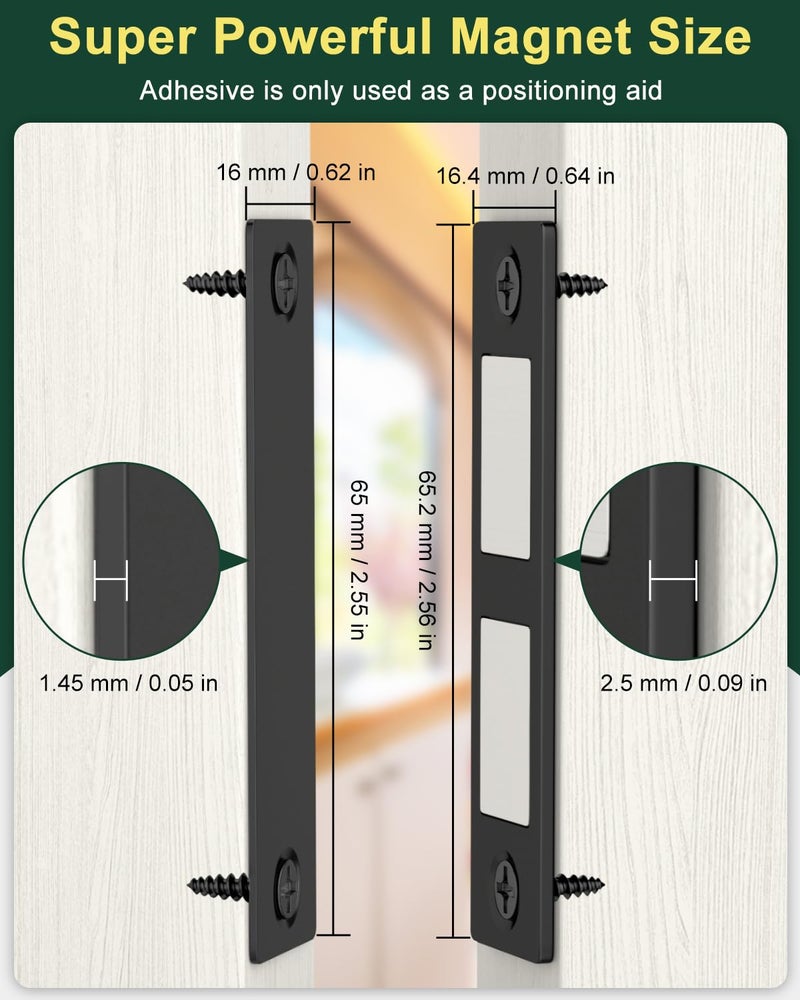 Jiayi 30 Lb Magnetic Door Catch Screw in Black  Heavy Duty Cabinet Latch  Cabinet Drawer Door Magnets  2 Pack Kitchen Magnets Closures  Dual Pocket Door Magnets for RV  Cabinet Door  Barn Door - Image 3